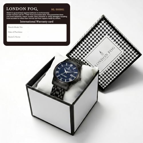 Image of London Fog Regent Collection Analog Quartz Watch for Men with Round Dial and Stainless Steel Strap, Metal Case, Date Display, Luminous Hands & Hour Markers, Water Resistant