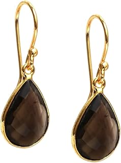 Gempires Teardrop Crystal Earring, Pear Shape Dangle Drop Earrings, Natural Gemstone Earring, Minimal, Everyday Wear, Hypoallergenic 14k Gold Plated, Gift for Mom Wife friend