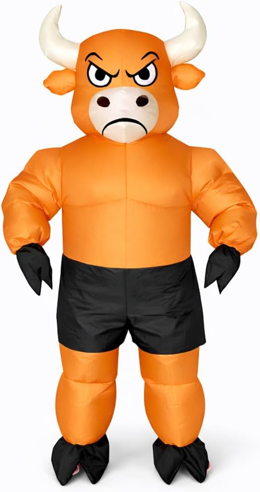 Inflatable Bull Costume Adult Halloween Party Funny Muscle Blow Up Suit Unisex