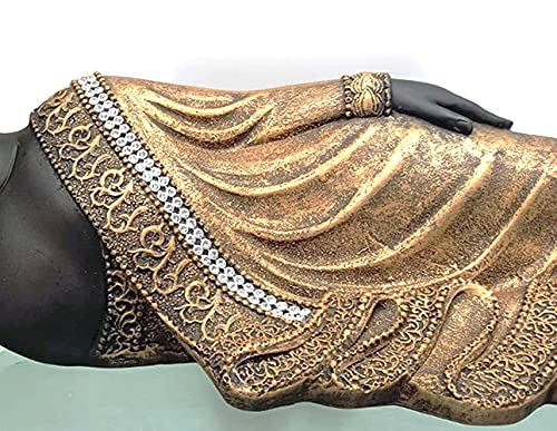 Image of Sleeping Buddha Statue for Home Decor Resin Showpiece Table Decorative Shelf Decoration Items for Living Room (Black Gold, 4X11 inch)