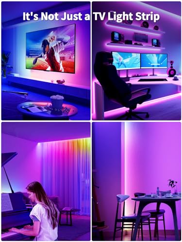 Image of KANTUTOE LED Lights for TV, 23ft Backlights for 75-100in TV, RGB Backlight with Music Sync Bluetooth APP and Remote Control, USB Powered LED Strip for Bedroom Home Decor
