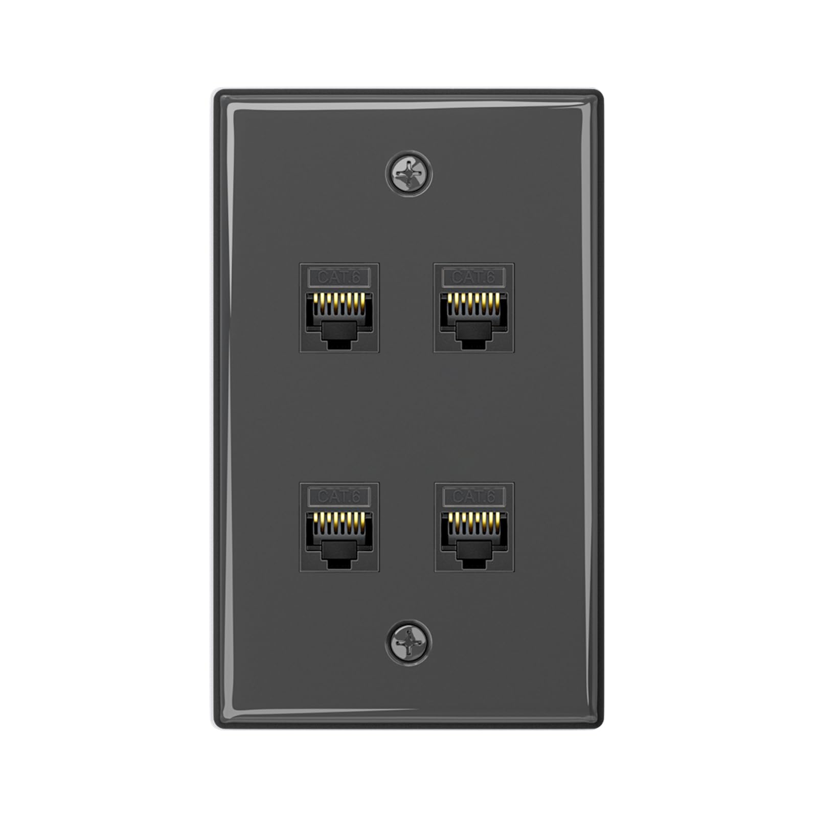 iwillink 1-Pack Cat6 Ethernet Wall Plate, 4-Port RJ45 Wall Plate, Black