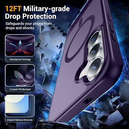 Image of SPIDERCASE Magnetic for Samsung Galaxy S25 FE Case, [3 Stand Ways][ Military Grade Drop Protection] with Invisible Stand Slim Phone Case for S25 FE 5G Finger Sleeves,Purple