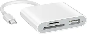 USB C to SD Card Reader with USB 3.0 Thunderbolt to Micro SD TF Card Reader 3 in 1 USB-C to Camera Memory Card Adapter USB Adapter for MacBook Pro/Air iMac M1 iPad Pro XPS13/15 RRSITIAU (White)