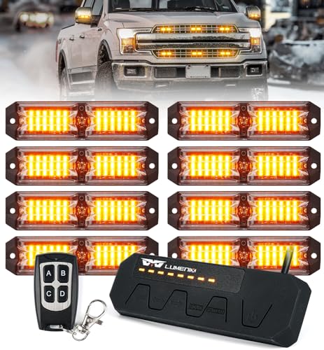 LUMENIX 8PC Amber Grille Strobe Kit