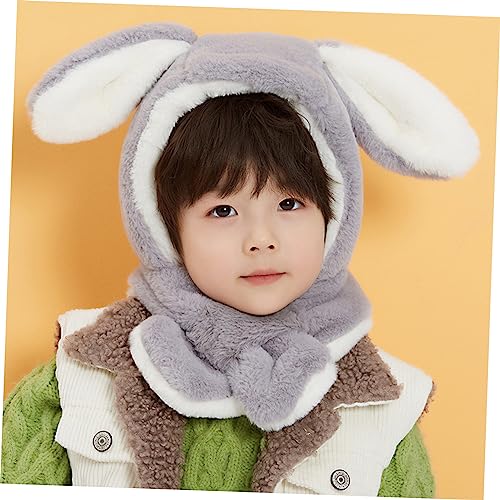 VALICLUD 1pc Boy Girl Plush Hat Adorable Ears Warm Ear for Boy Girl Soft and Comfortable Hat for Autumn Outdoor Activities Cute Cartoon Design Light Grey3
