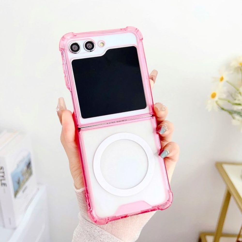 Coque Galaxy Z Flip 3 rigide antichoc rose dégradé transparent et magnétique - 7