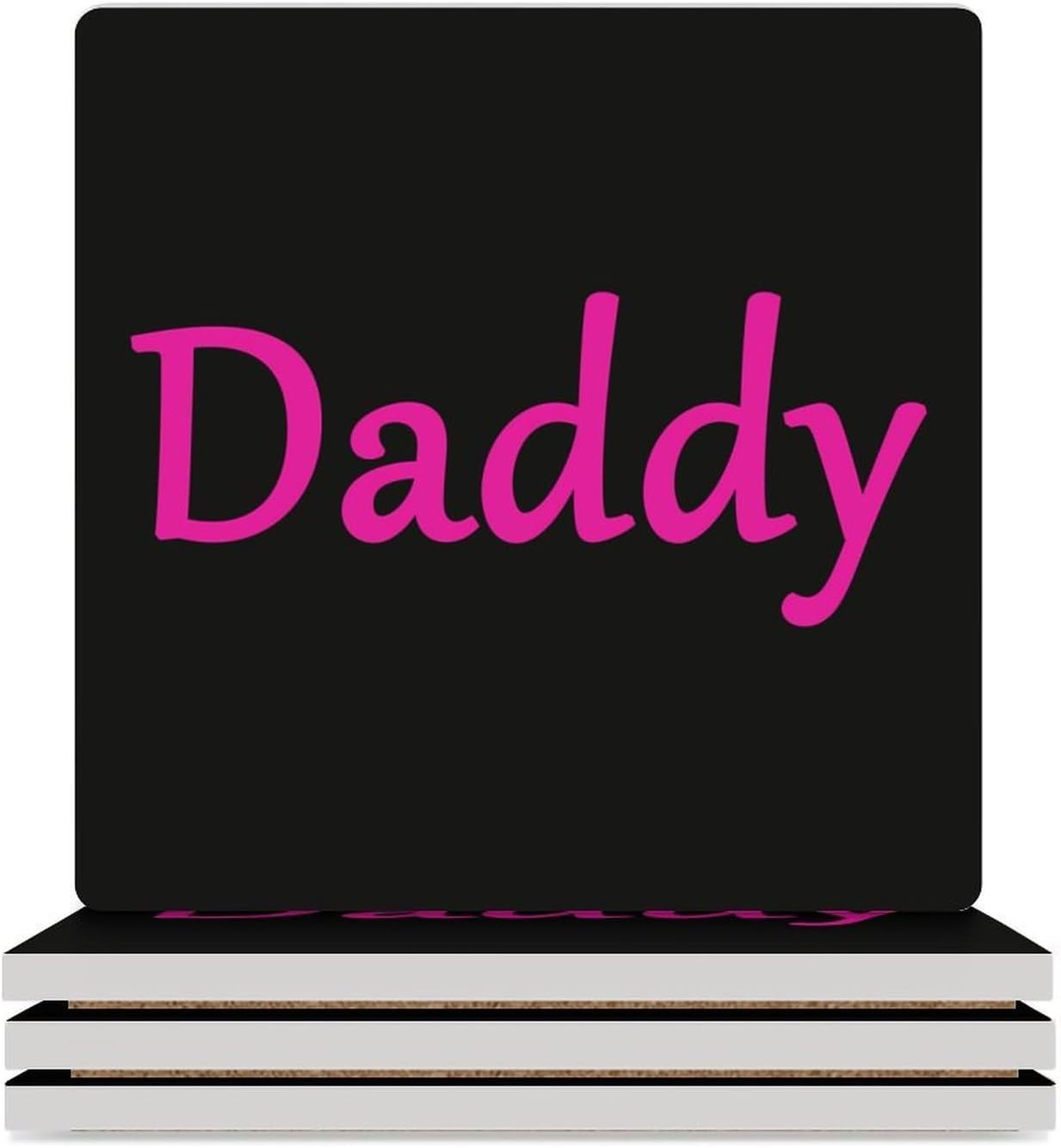 Gay Daddy Coasters for Drinks Square Table Coasters Set Cup Mats with Cork Base