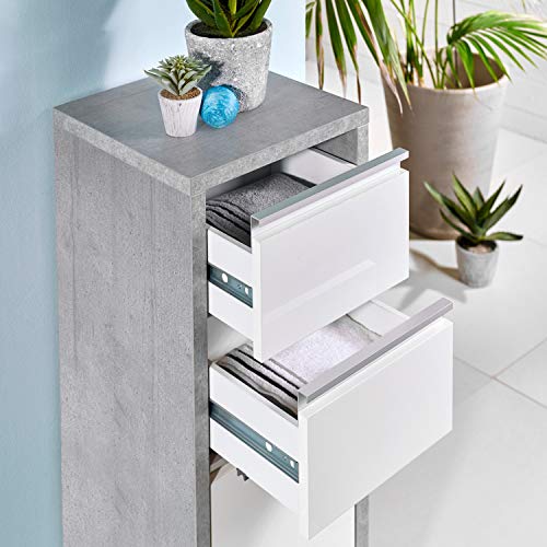 Schildmeyer Bello Midi Cupboard, Wood Effect, Stone Grey/White Gloss, 34,5/33 / 97 cm Schildmeyer Bello Midi Cupboard, Wood Effect, Stone Grey/White Gloss, 34,5/33 / 97 cm