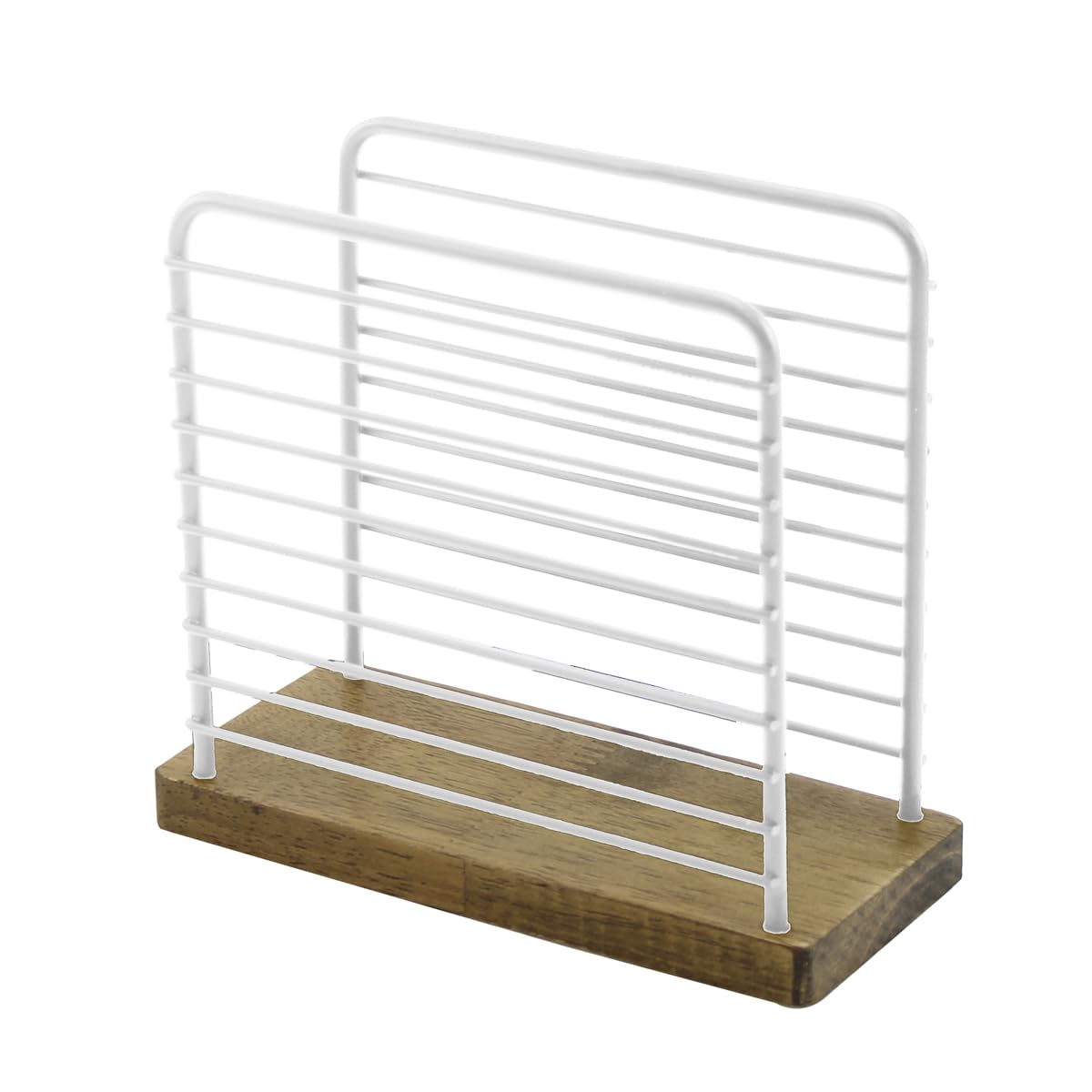 Lot de 8 Porte-Serviettes sur Pied, Porte Serviette à Poser en Bois/métal Coloris Blanc/Naturel- Longueur 14 x Profondeur 6 x Hauteur 12.5 cm -JUANIO -