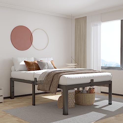 ROIL 14 inch Twin Bed Frames with Headboard Hole and Round Corner Legs Mattress Retainers 3500LBS Heavy Duty Steel Slats No Box Spring Needed Platform Noise-Free Easy Assembly