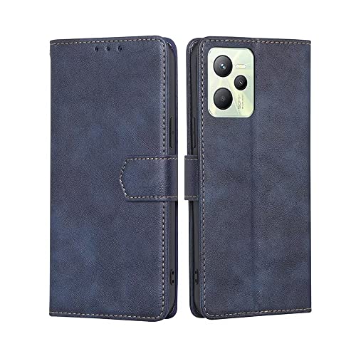 RankOne Funda Compatible con Realme C35 / Realme Narzo 50A Prime (6.6' Inches), Funda de Piel Tipo Folio Flip Protectora con Ranura para Tarjeta Carcasa - Azul