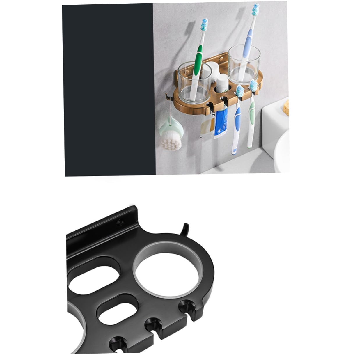 ERINGOGO Spazzolino Bagno Portaspazzolino in Alluminio Con Ganci Portaspazzolino Con Adatto Per Bicchieri e Spazzolini Da Denti