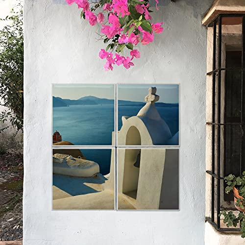 Carreaux céramique Santorin 40x40 décor paysage mer et église