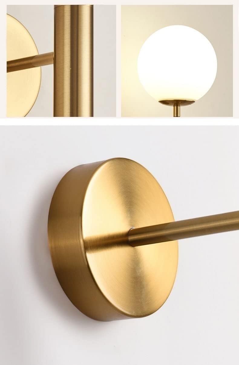KEFA Gold Wall Sconces, Mid Century Modern Wall Lights Fixture Milky Glass Indoor Wall Lamps for Home Decor, Bathroom Vanity, Living Room, Kitchen, Bedroom, Hallway, Vanity, Stairs (Color : 2 Pack)