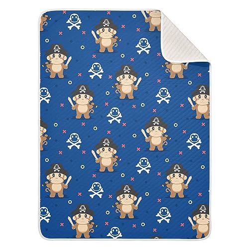 Image of Swaddle Blanket for Blue Cute Monkey Baby Receiving Blanket Muslin Baby Swaddles Soft Cotton Breathable Nursery Blankets for Unisex Boys and Girls 30x40 Inch