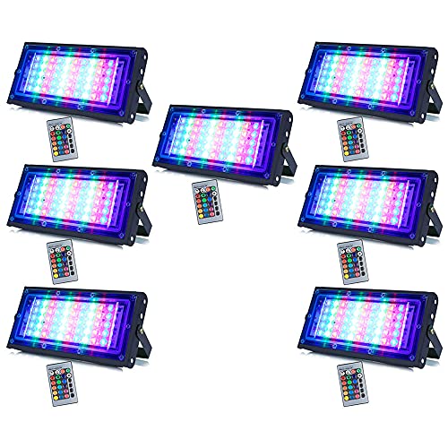 Image of MLD BL2040 20W Multi Color Changing Crystal Led RGB Flood Light with Remote Waterproof Brick Floodlights for Decoration Lights |Red, Green, Blue| 20 Watt | Pack of 7
