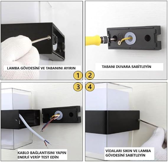 Duvar lambası Modern Led Işık 12W 3200K Gün Işığı Su Geçirmez Duvar Aplik iç&dış Mekan Aydınlatma (8 ADET) [Enerji Sınıfı F]