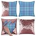 Funda de cojín con Purpurina y Escamas de Sirena patrón de Cuadros Azules Especial 40 x 40 cm Fundas Cojines Lumbar Decorativa Que Cambia de Color Cuadrada (Rosa)