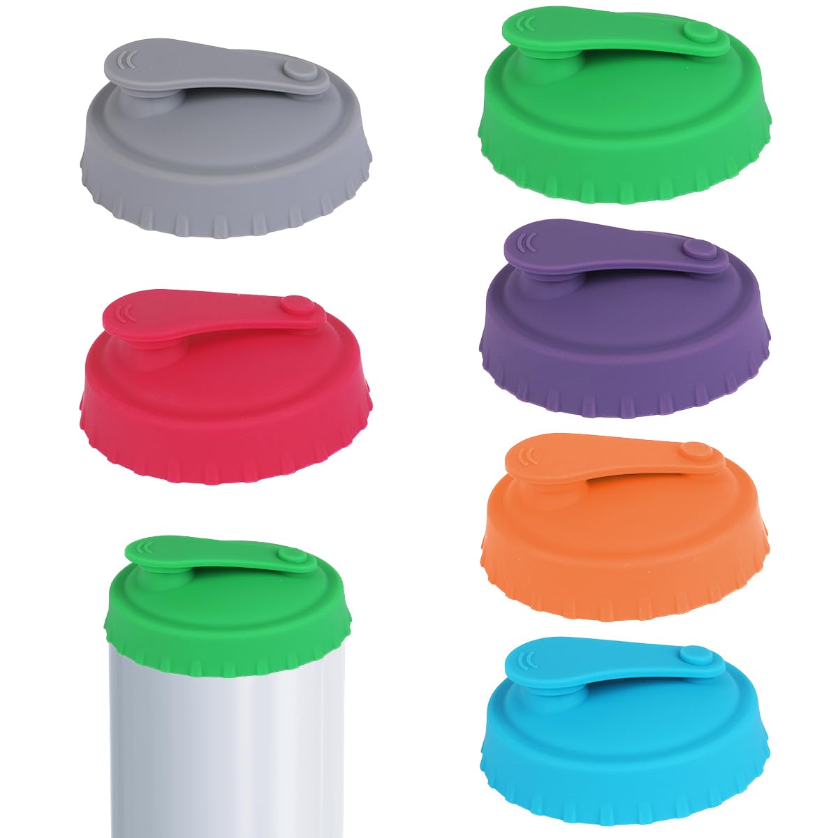 Lot de 6 Couvercle Pour Canettes, Couvercle de Canette de Soda en Plastique, Bouchon Canette, Couvercles Pour Canettes de Cola soda Réutilisables, Compatible avec Plupart des Canettes de Boisson