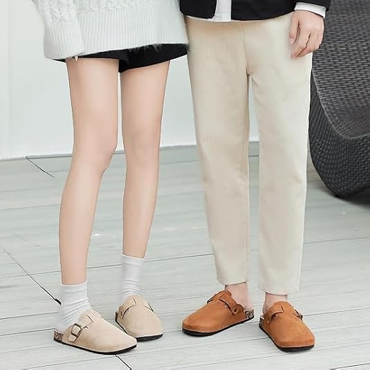 Suede Clogs for Women & Men Cork Footbed Leather Mules Potato Shoes