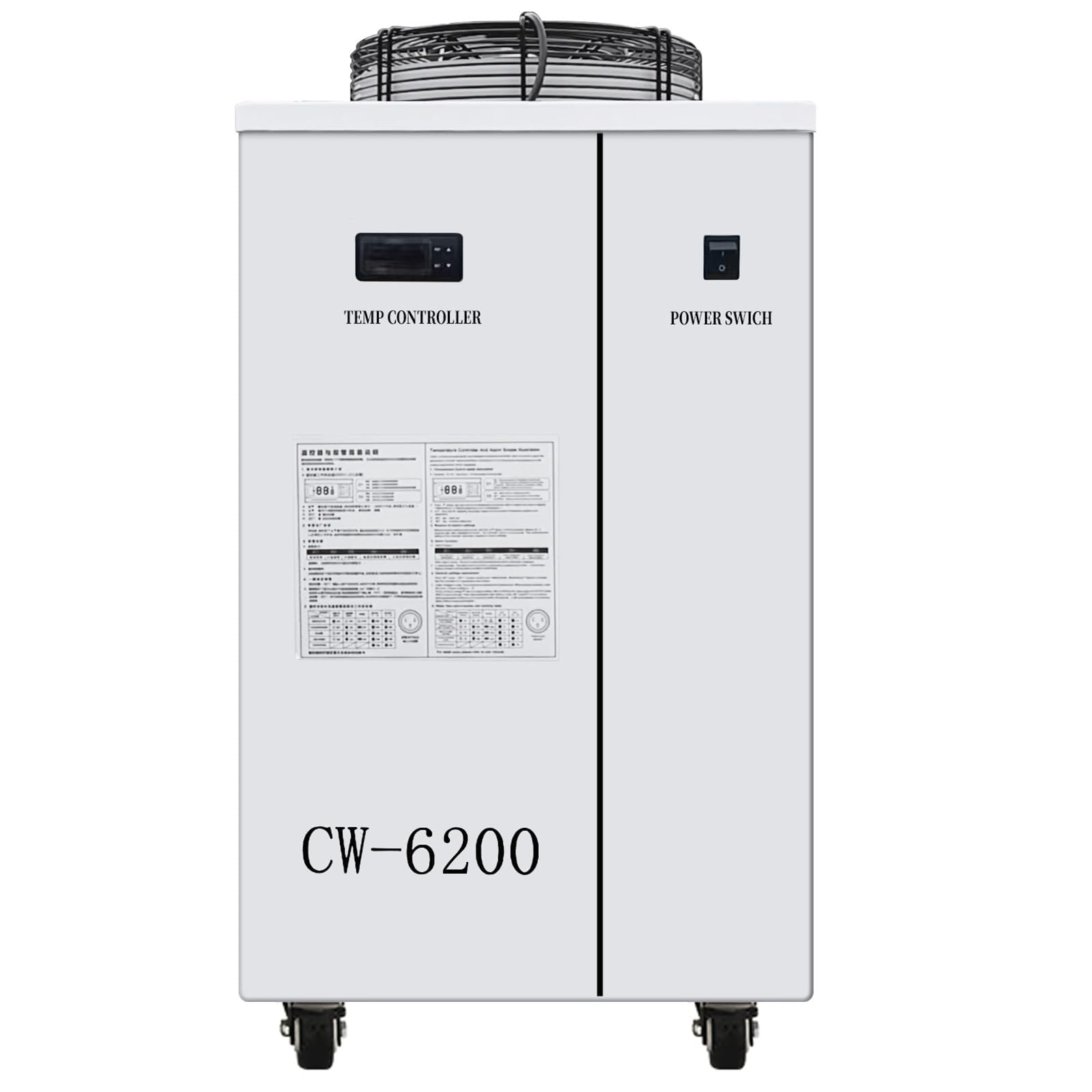 CW-6200 Industrial Water Chiller Cooler,Macchina di Raffreddamento ad Acqua,Temperatura Costante e Controllo Intelligente Della Temperatura,per La Macchina per Incisori Laser,CNC