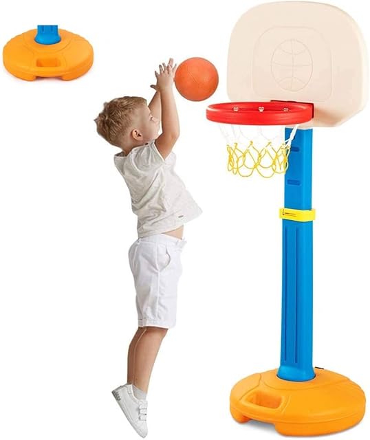 Maxmass Kids Basketball Hoop and Stand, Height-Adjustable Basketball Hoop Set with Handle, Portable Freestanding Basketball Stand Net Set System for Toddler Children