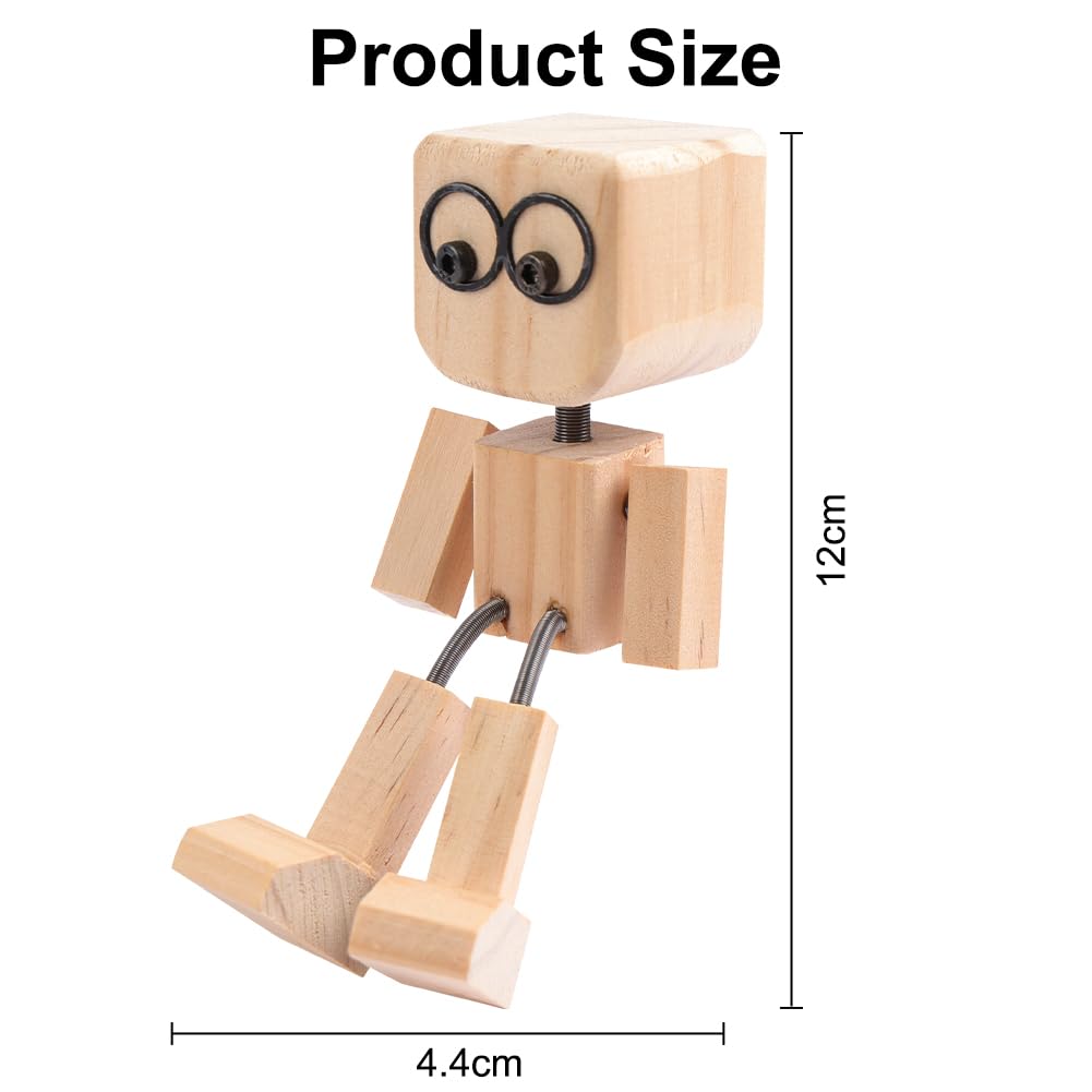 Vicloon Statuetta di un Uomo in Legno che Trema, Bambola di Legno con Piedi Tremanti Fatta a Mano con 12 Espressioni, Accessori per Cruscotto auto e Decorazioni da Scrivania, Regali per Uomo/Donna