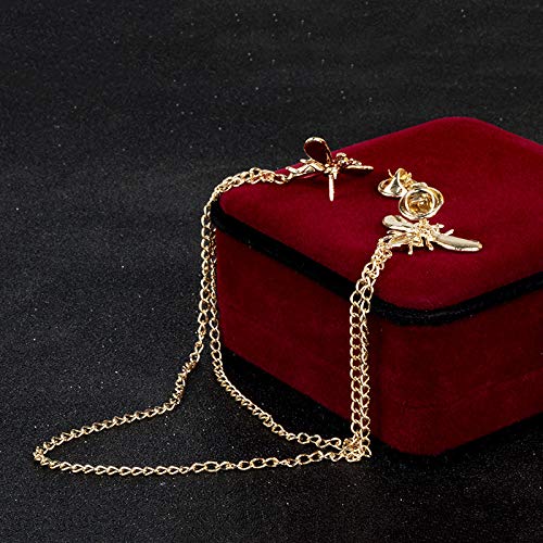 Image of Dreuyet Honey Bee Brooches for Women Men CZ Crystal Cute Bee With Hanging Chain Tassel Badge Suit Collar Brooch Lapel Pin Vintage Insect Themes Hanging Brooches Pins Accessories
