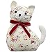 Produktbild Riva Paoletti Türstopper mit Katzen-Motiv, weißer Blumendruck, schwere Sand- und Polyester-Füllung,100 % Baumwolle,18 x 10 x 24cm, entworfen in Großbritannien