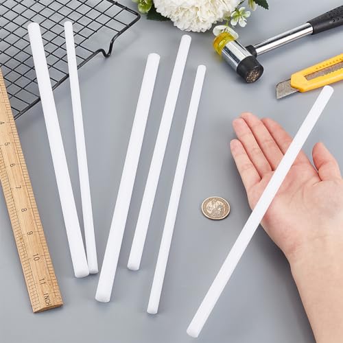 Image of BENECREAT 6Pcs 12 Inch Length White Acetal Copolymer Rod, 0.3 Inch 0.4 Inch 0.47 Inch Diameter Round Acetal Rod Acetal Bar Dowel Rod, 2pcs /Size