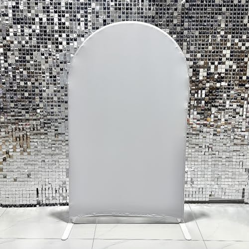 Image of Arch Fabric Backdrop Covers Wedding Ripples White Color Arched 4X7ft Panel Cover Stretchy Decor Banner for Birthday Banquet Parties Bridal Shower