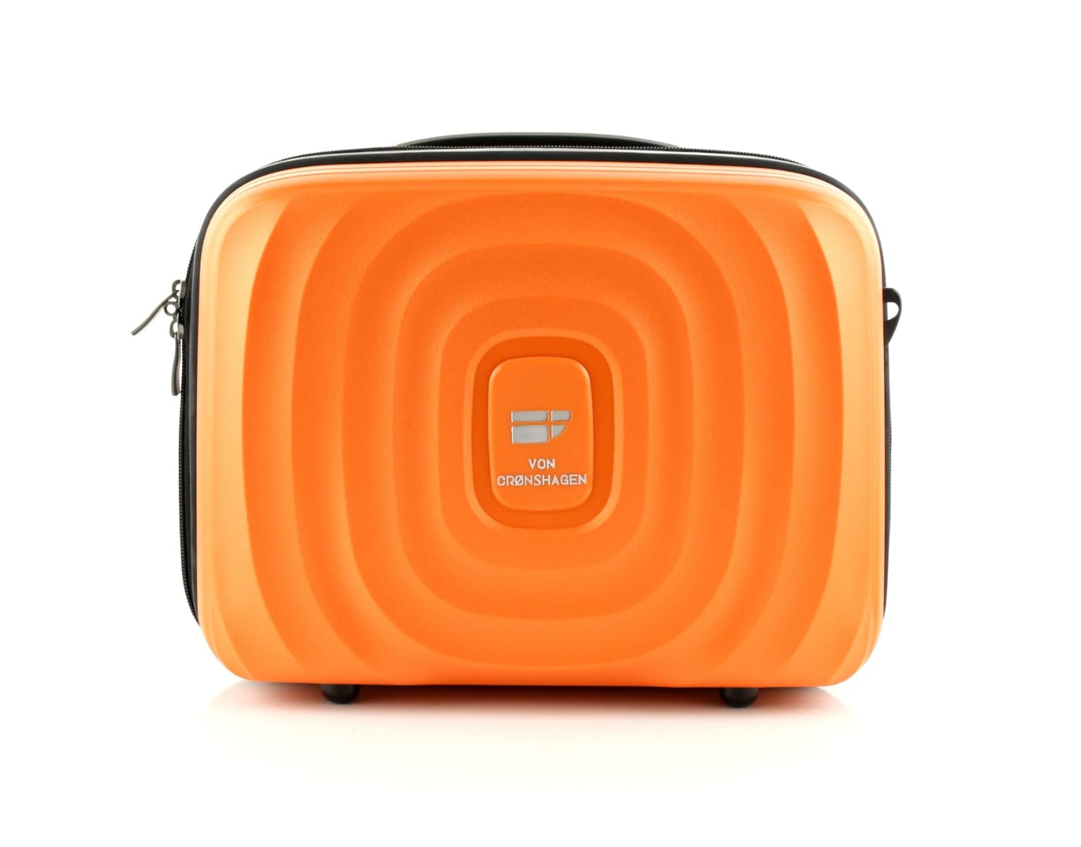 Von Cronshagen Kosmetikkoffer Mans Beauty Case | aus stabilem Polypropylen | großes Beautycase mit Aufsteckfunktion | passend zu Mogens Koffer | mit längenverstellbaren Schultergurt (orange)