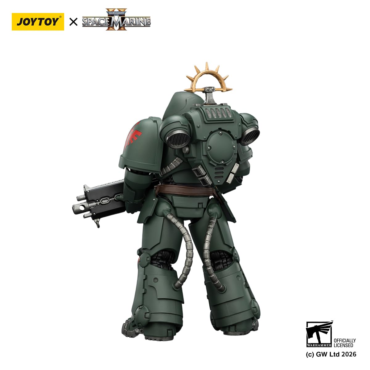 JOYTOY Dark Angels Warhammer 40k 1/18 figurka gra edycja Dark Angels ciężki orędownik z ciężkim karabinem śrubowym i pistoletem śrubowym, prezenty kolekcjonerskie, zabawki dla dzieci w wieku 15+ i