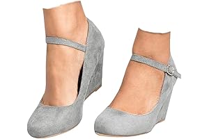 Womens Wedge Shoes: Closed Toe Mary Jane Pumps with Ankle Strap