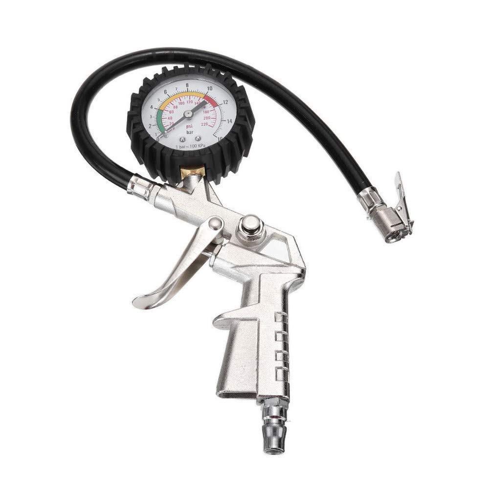 1pc 220psi Car Tyre Inflator Also Deflator Pump PSI BAR Air Hose With Air Pressure Gauge for Auto Truck SUV Motorcycles