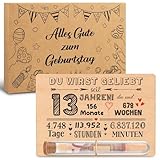 Giftota 13 Geburtstag Geldgeschenke Holz mit Reagenzglas Juteschnur Holzkarte Geschenkbox - 13 Geburtstag Geschenk Mädchen Jungen