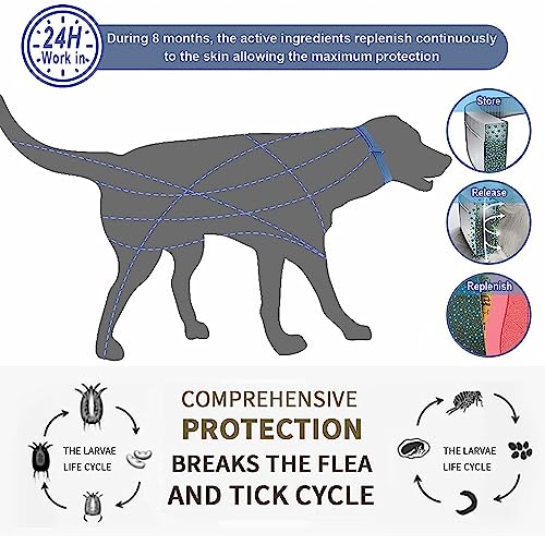 SSyang Leuchtendes Präventionshalsband, 2 Stücke Zeckenhalsband für Hunde und Katzen Gegen Parasiten mit bis 8-Monatigen Schutz,Fluoreszierendes Halsband Universell Jede Größe Verstellbar(Rosa+Blau)