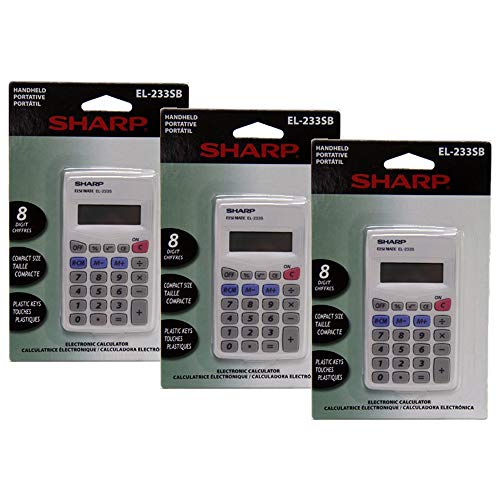 (3 Pack Value Bundle) SHREL233SB EL233SB Pocket Calculator, 8-Digit LCD