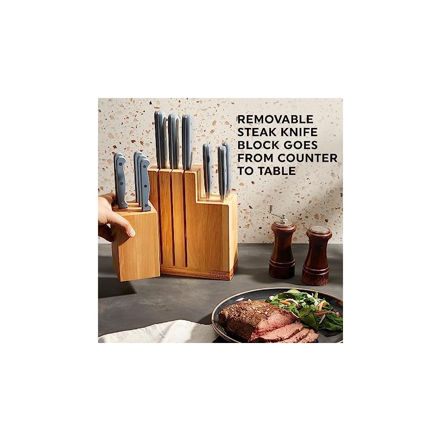 Chicago-Cutlery-Halsted-14-PC-Full-Cutlery-Knife-Wooden-Block-Set-Ergonomic-Handles-and-Sharp-Stainless-Steel-Professional-Chef-Cutlery-Set Chicago Cutlery Halsted (14-PC) Full Cutlery Knife & Wooden Block Set, Ergonomic Handles and Sharp Stainless Steel Professional Chef Cutlery Set