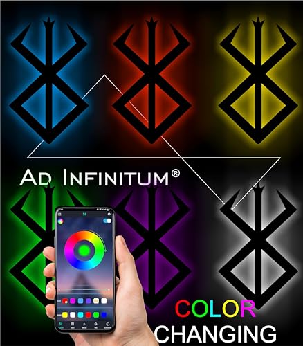 Image of AD INFINITUM LED Wall Lamp, Comic Lover, Bat Cave, Night Lamp, for Gift, Kids Room, Gaming Setup, Gaming Room, Man Cave (BRSRK Logo Multicolor Light)