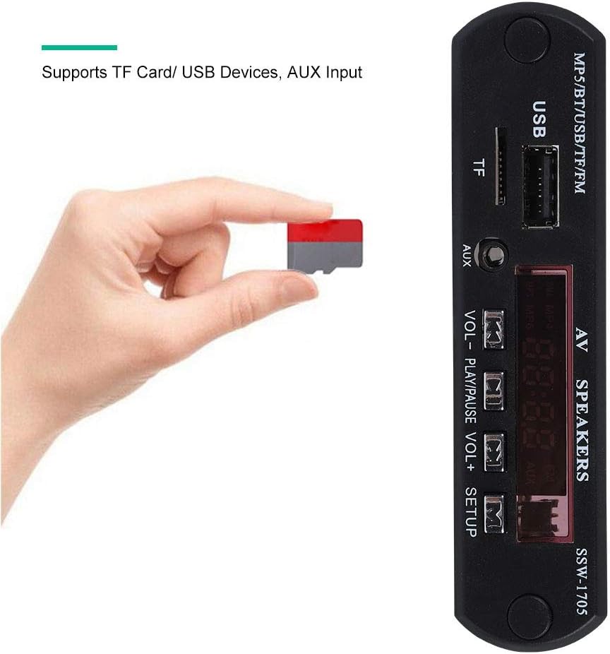 MP5 Player Bluetooth SSD Stereowith LED/FM Radio/Remote Control, Support TF Card, AUX Input, USB Devices, Suitable for Speaker, LCD, Set-top Box, etc