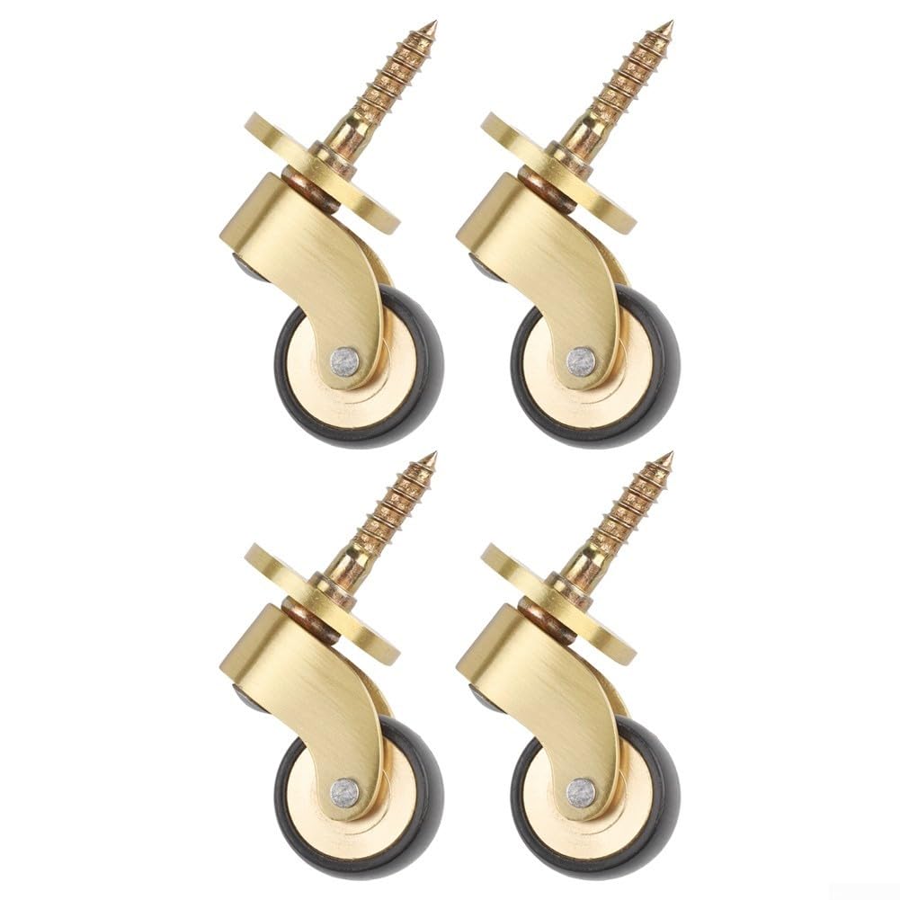 Oniissy Set mit 4 Messingrollen, robust, 360 Grad drehbar, geräuschlos, Kugellager für Sofa, Tisch, kleine Möbel, Mobilität, Tragfähigkeit, 26 mm Rad, reibungslose Bewegung