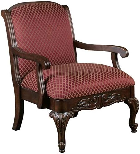 Comfort Pointe Red Safari Magenta Wood Arm Chair in Walnut Finish
