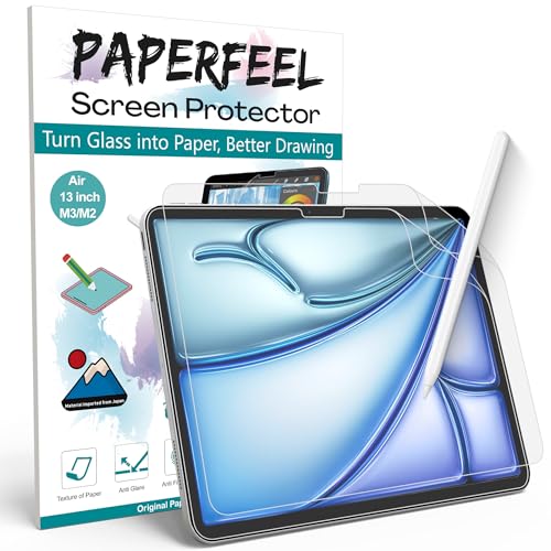 PAPERFEEL 2 Pack Screen Protector for iPad Air 13 Inch M4 M3 M2 2026 2025 2024 Matte PET Paper Film Compatible with Apple Pencil Drawing Writing Anti Glare Anti Fingerprint Easy Installation