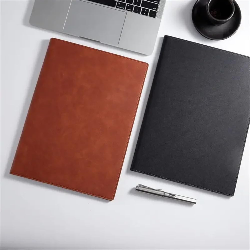 Carpeta de documentos Carpeta de archivos oficina cuero A4 for almacenamiento documentos y facturas, conveniente for viajes negocios, notas hotel, listas tareas pendientes para oficina(Negro)
