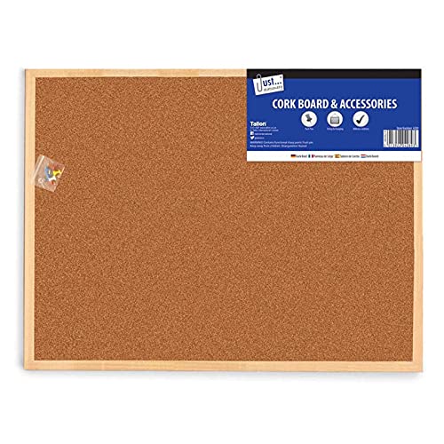 Wooden Corkboard/Whiteboard with String & Push Pins | Noticeboard | Home School Office (Cork Board, 600 x 800 mm)