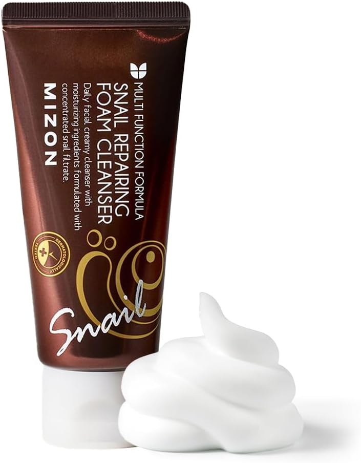 Snail Repairing Foam Cleanser, Mild and Soft Face Cleanser for Pores and Blackheads, Moisturizing Formula with Snail Filtrate and Soft Bubbles, Korean Makeup Remover (60ml)