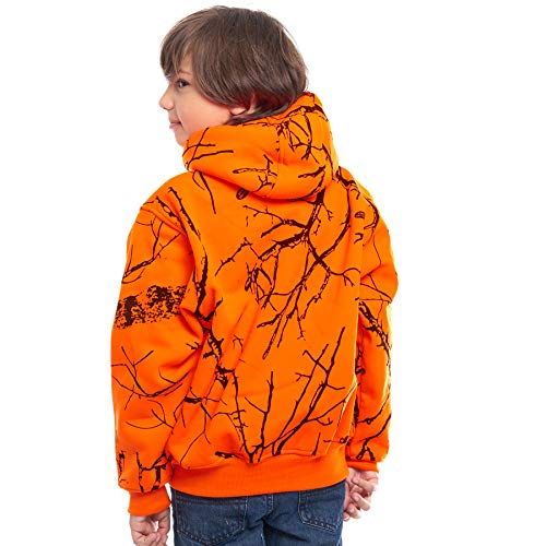 TrailCrest by Treel Kids Orange Safety Full Zip High Visibility Thick Fleece Hoodie Sweatshirt Hunting Jacket3