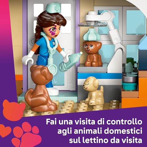 Friends Cavallo e Clinica Veterinaria Giocattolo per Animali Domestici - con Cavallo, Gatto, 3 Cani, 3 Mini Bamboline, Stalla e Accessori - Regalo di Compleanno per Bambine da 6 Anni - 42651 - Lego - Immagine 2